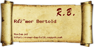 Römer Bertold névjegykártya